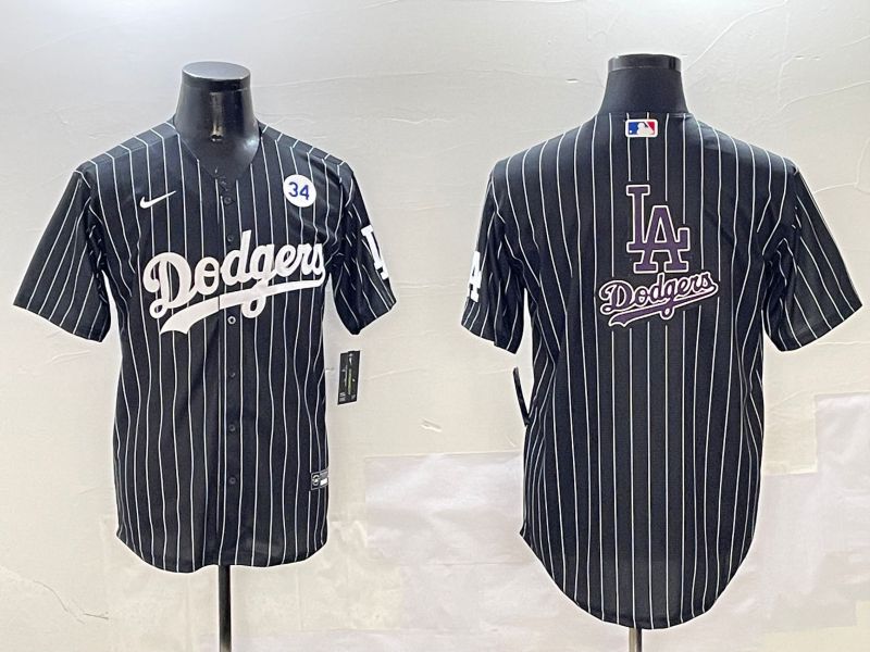 Men Los Angeles Dodgers Blank Black Stripe Jointly Name 2025 Nike MLB Jersey style 22